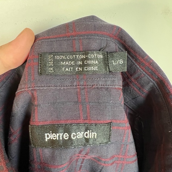 Pierre Cardin Men's Plaid Button Up Dress Shirt Size Large - Picture 3 of 5